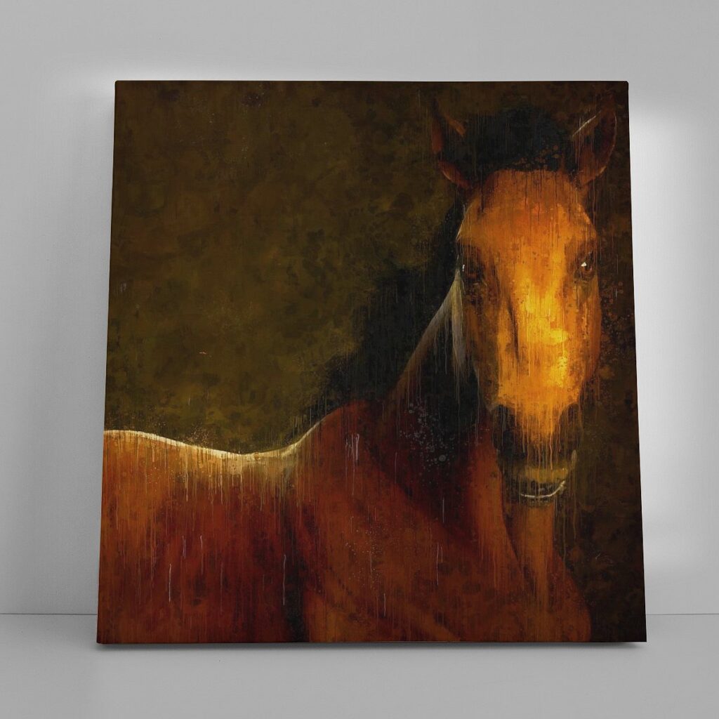 Geschilderd portret van een bruin paard