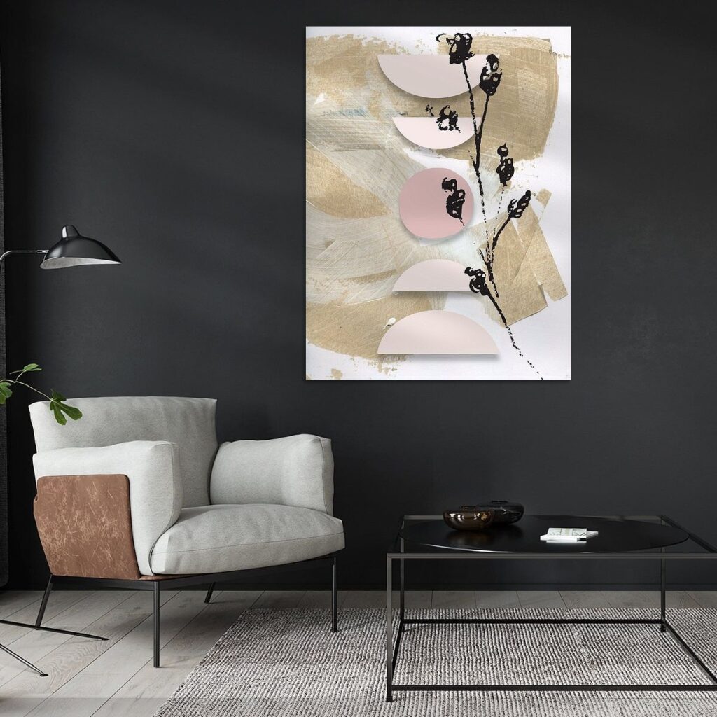 Abstractie nummer 8 is een abstract werk waarin enkele brede kwaststreken over het witte canvas zijn gemaakt. Daaroverheen is met diepte een lijn van organische vormen zichtbaar. De diepte wordt teniet gedaan door de tekening van een bloem er overheen.