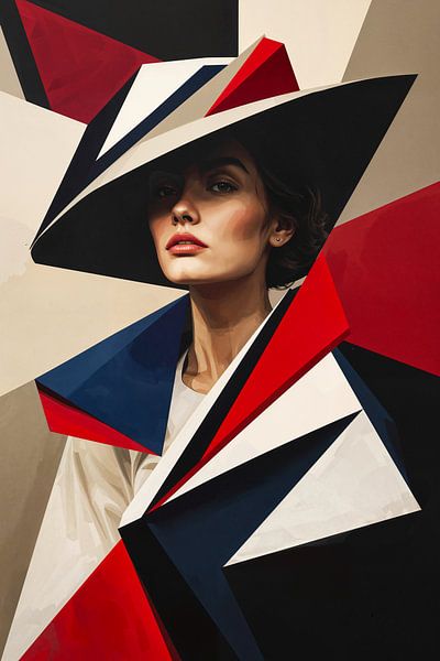 Meisje met de Hoed een Abstract Geometrisch Portret