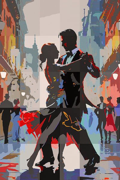Romantische Pop Art Tango Dans in de Straat