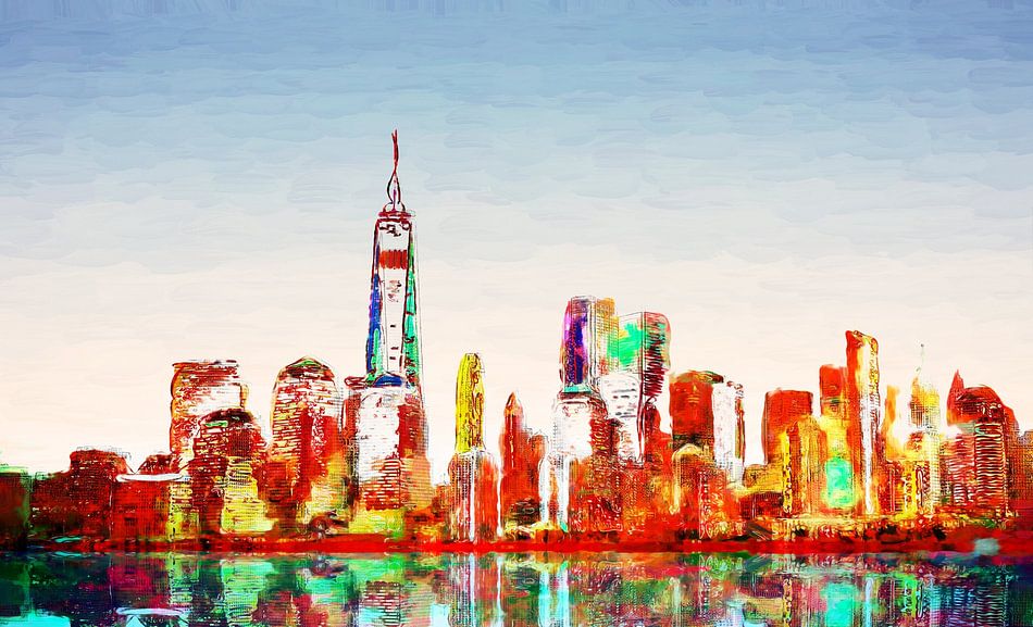 Kleurrijk geschilderde New York Skyline