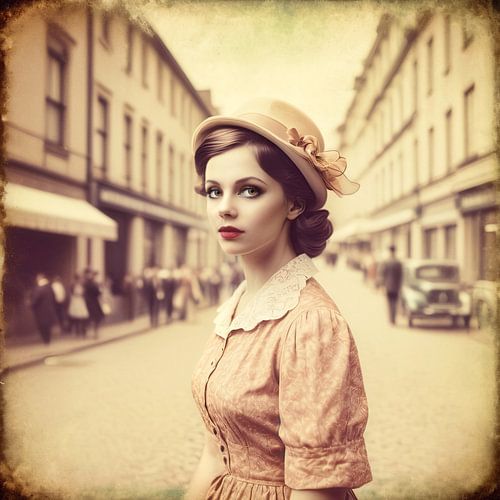 Vintage Portretfoto: Een venster naar het verleden