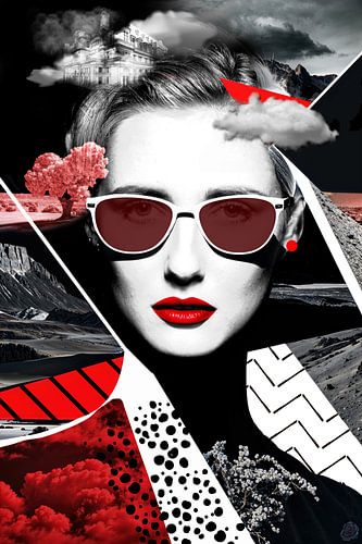 Rode lippen, een Surrealistisch Portret van een Beauty
