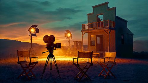 Verlaten Filmset bij Zonsondergang