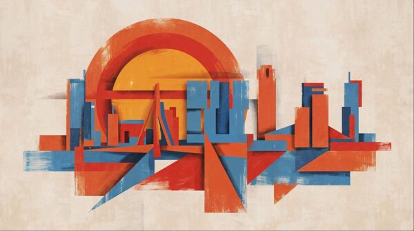 De Skyline van Rotterdam in Geschilderde Geometrie