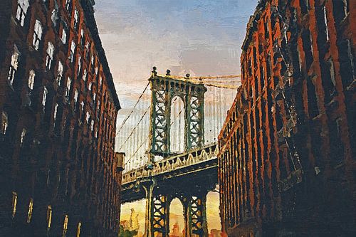 Geschilderde Manhattan Bridge