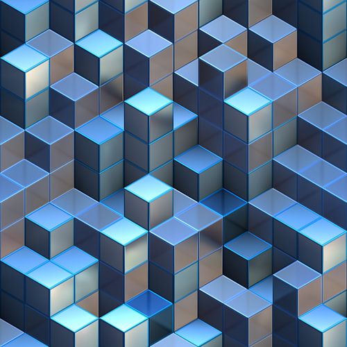 Abstracte Blauwe Torens van Kubussen